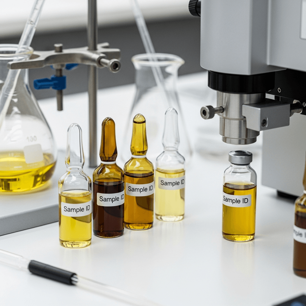 Lubrication oil analysis sample and testing